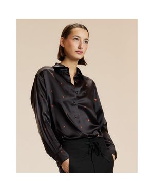 Cynthia Rowley Ladybug Silk Blouse - Black