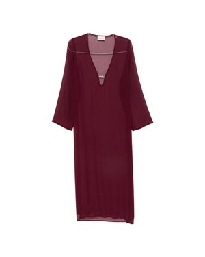 MC2 Saint Barth Sheer Long-Sleeved Cover-Up Dress With Deep V-Neckline - Red