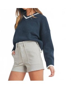 Just Black Denim High Rise Utility Cargo Shorts - Blue