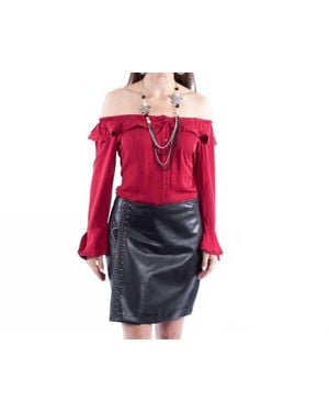 Scully Lamb Leather Skirt - Red