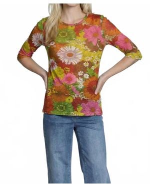 Apny Floral Mesh Top - White