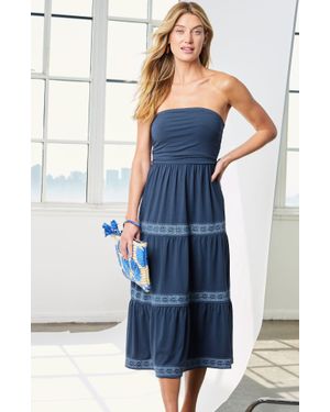 J.Jill Embroidered Strapless Dress - Blue