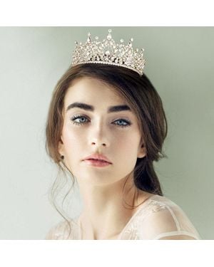 Fashnzfab Marquise Stone Embellished Queen Tiara - Metallic