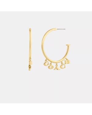 COACH Coach Charms Hoop Earrings - Metallic