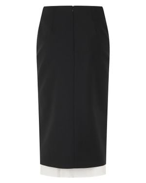 Semicouture Xenia Double-Layered Button Slit Midi Skirt - Black