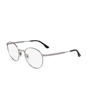 Lacoste Eyeglasses Round Full Rim, Frame And Clear Demo Lenses Lens L2308714 - Metallic
