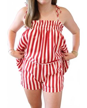 SOFIA The Label Arlette Striped Shorts - Red