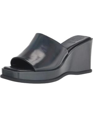 Vince Camuto Falivda Sandals Wogray Leather Square Toe Wedge Heel Rhs5525 - Black