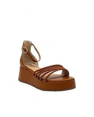 Exe' Multi-Strap Platform Wedge Sandal - Brown