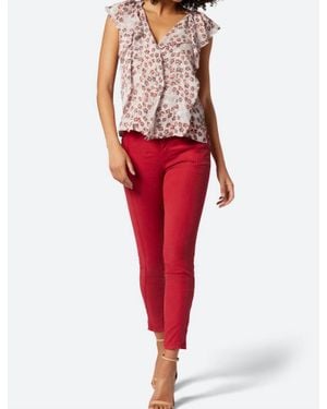 Joie Raquel Silk V-Neck Floral Blouse - Red