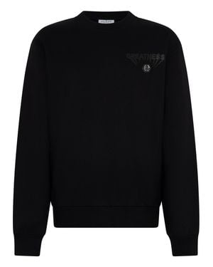 Philipp Plein Fleece Round Neck Sweatshirt Greatness - Black
