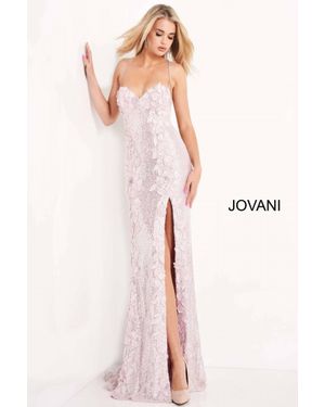Jovani Floral Sequin Dress - Pink