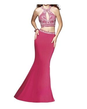 Abby Paige Prom Two-Piece Stretch Jersey Fit And Flare Gown - Pink