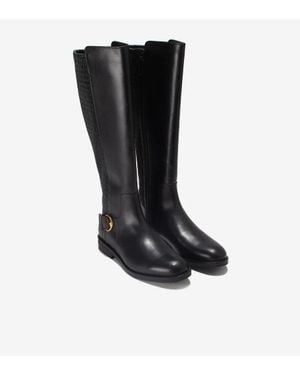 Cole Haan Clover Stretch W27858 Leather Tall Boots Lion244 - Black