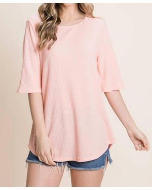 BOMBOM Waffle Knit Top - Pink