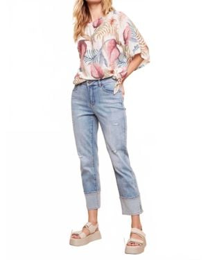 Charlie b Cuffed Hem Crop Jeans - Blue