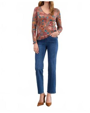 Fdj Olivia Pinstripe Straight Ankle Denim Jeans - Blue