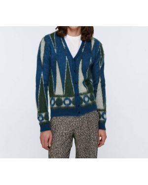 Amiri Backgammon Brushed Cardigan - Blue