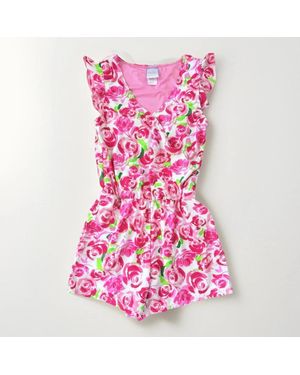 Stella Parker Swim Dress Floral Print Ruffle Sleeve Dsgl1188 - Pink