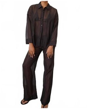 LNA Sylvee Sheer Button-Up - Black