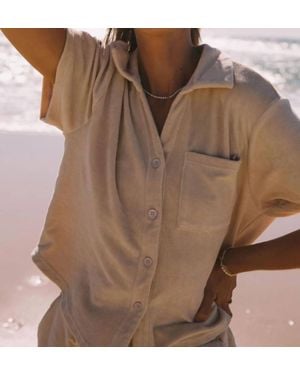 Araminta James Terry Boyfriend Top - Brown