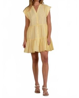 Elan Capped Sleeve Mini Dress - Yellow