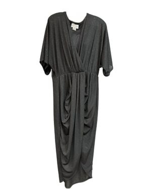 Janette Plus Draped Glitter Midi Dress - Black