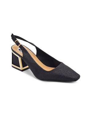 Lady Couture Boca Pumps Slingback Metal Block Heel Gal1706 - Blue