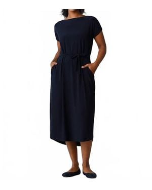 Sympli Boatneck Belted Dress - Blue