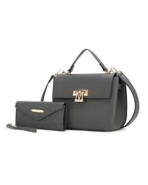 MKF Hadley Vegan Leather Satchel Bag With Wristlet Wallet- 2 Pieces - Pink