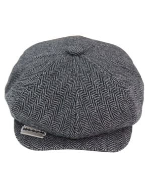 Infinity Leather Peaky Blinders Tweed Hat With Razor Blade - Gray