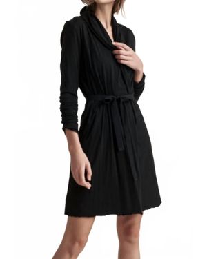 Skin Basic Double Layer Wrap Robe - Black