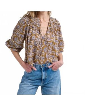 Ulla Johnson Florelle Open Neck Blouse - Blue