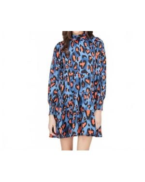 J joy Love Spots Tie Neck Tiered Dress - Blue