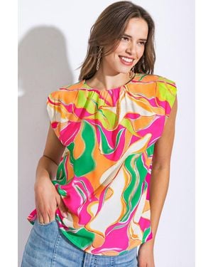 TRUEDAMES Send A Postcard Woven Top - Pink
