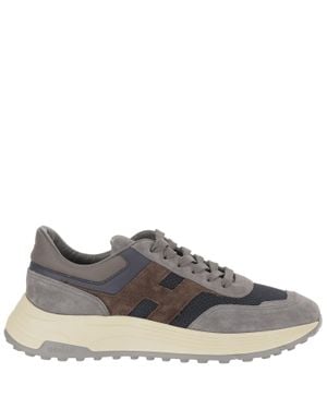 Hogan Layered Panel Design Sneakers With Memory Foam Insole - Gray