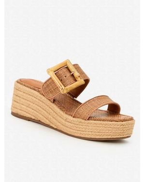 J.McLaughlin Fleur Bamboo Buckle Wedge Sandals - Metallic
