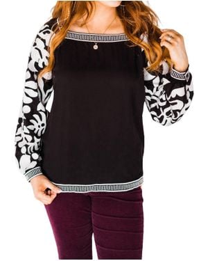 Layerz Clothing Embroidered Sleeve Blouse - Black