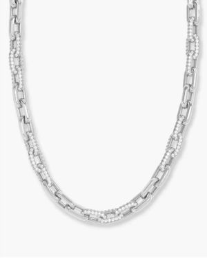 Melinda Maria Frankie Pave Chain Necklace - White