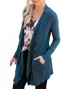 Grace and Lace Lush Bambu Pocket Wrap Up Cardigan - Blue