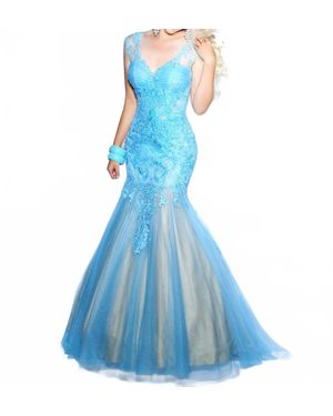 2Cute Sleeveless Prom Dress - Blue