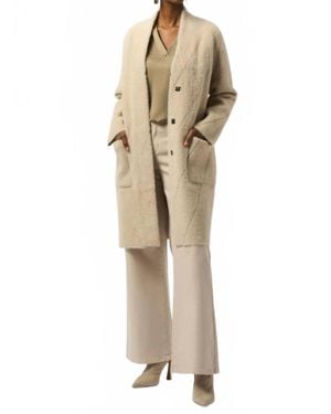 Joseph Ribkoff Feather Yarn Sweater Knit Coat - Natural
