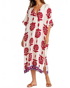Anonyme Print V-Neck Tunic Dress - Red