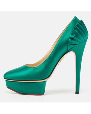 Charlotte Olympia Satin Paloma Platform Pumps - Green