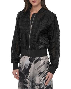 DKNY Circle Eyelet Organza Jacket - Black
