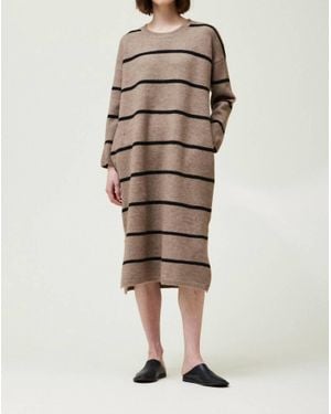GRADE & GATHER Savor The Moment Striped Sweater Dress - Natural