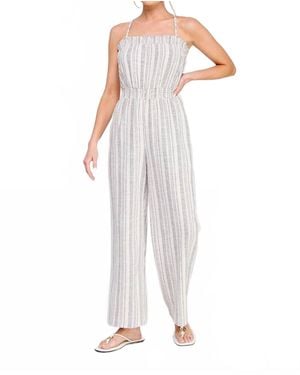 Allie Rose Striped Tie-Back Jumpsuit - White