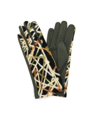 Fashnzfab Geometric Embroidered Smart Touchgloves - Green