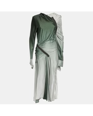 Christopher Esber Gradient Satin Draped Maxi Dress - Green