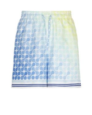 CASABLANCA Tennis Tile Silk Bermuda Shorts - Blue